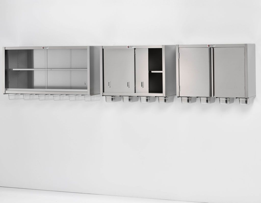 Pensili a muro inox aperti e chiusi